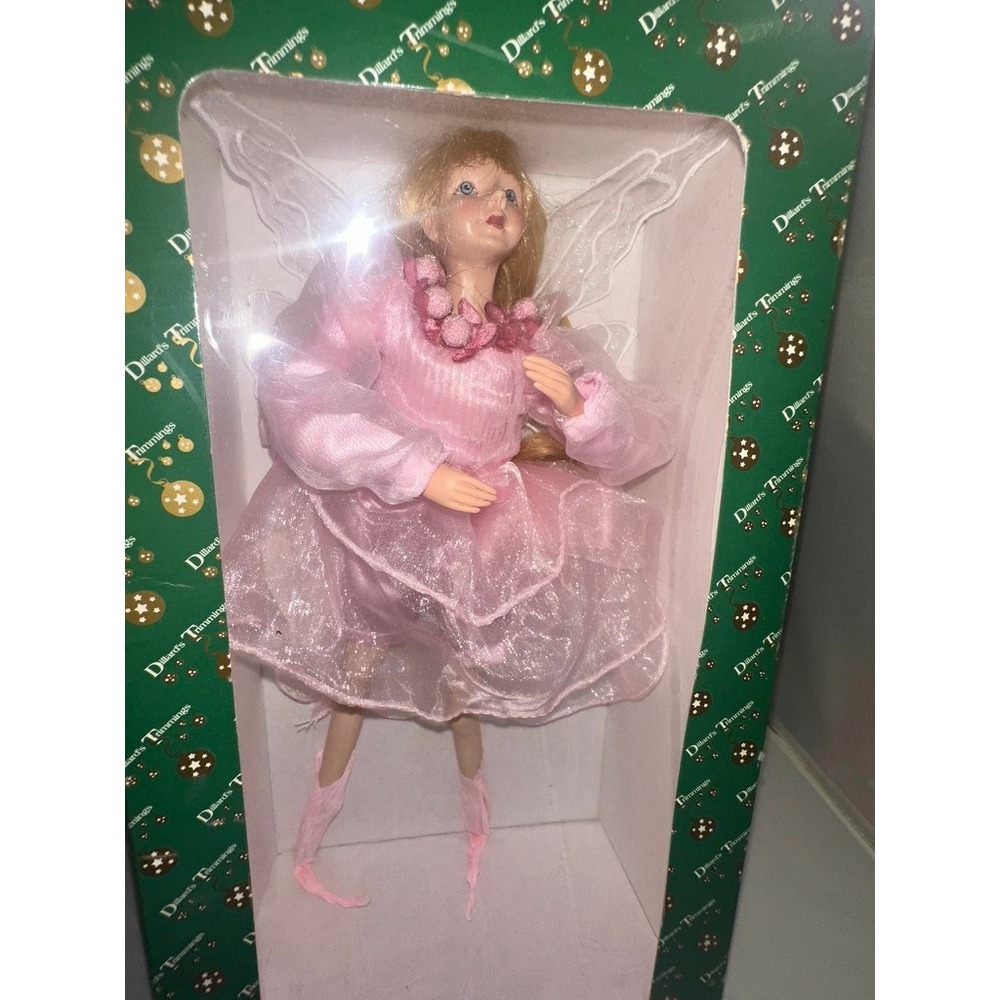 Dillard's Trimmings Porcelain Fairy in Pink Dress Doll NWT 11.5" T Vintage - Picture 4 of 5